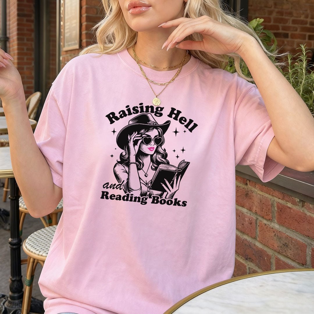 Raising Hell And Reading Books Heavyweight Comfort Colors Shirt - Starry Skies Austin