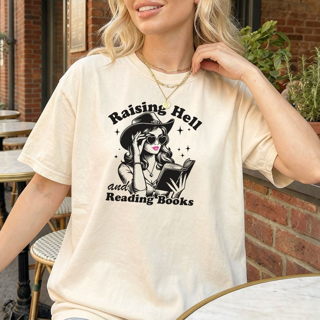 Raising Hell And Reading Books Heavyweight Comfort Colors Shirt - Starry Skies Austin