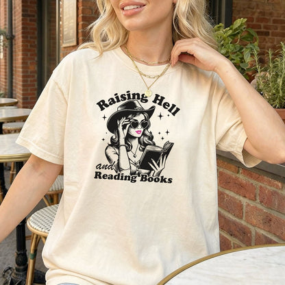 Raising Hell And Reading Books Heavyweight Comfort Colors Shirt - Starry Skies Austin