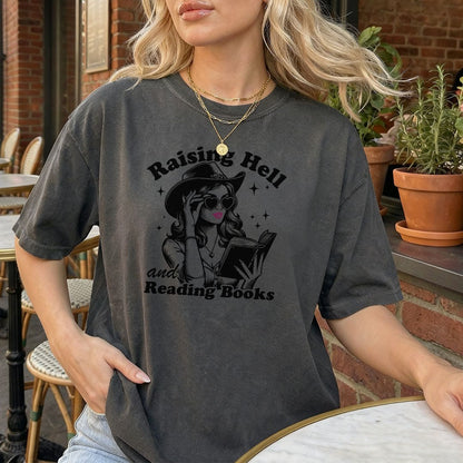 Raising Hell And Reading Books Heavyweight Comfort Colors Shirt - Starry Skies Austin