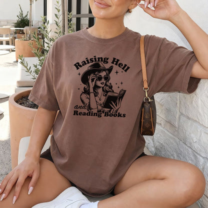 Raising Hell And Reading Books Heavyweight Comfort Colors Shirt - Starry Skies Austin