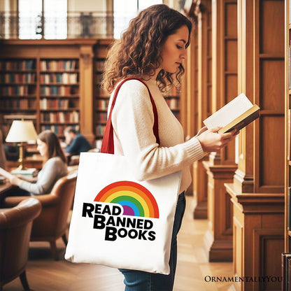 Read Banned Books Rainbow Canvas Tote Bag, Book Lover Gift Shopper - Starry Skies Austin