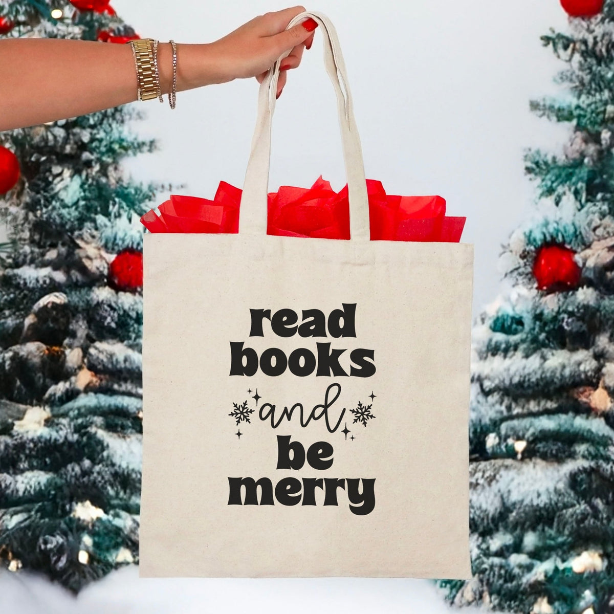 Read Books and Be Merry Canvas Tote Bag - Starry Skies Austin