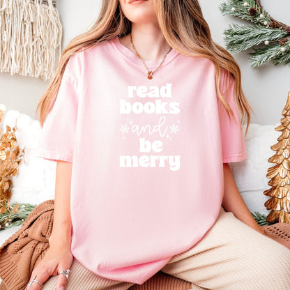 Read Books And Be Merry Heavyweight Comfort Colors Shirt - Starry Skies Austin