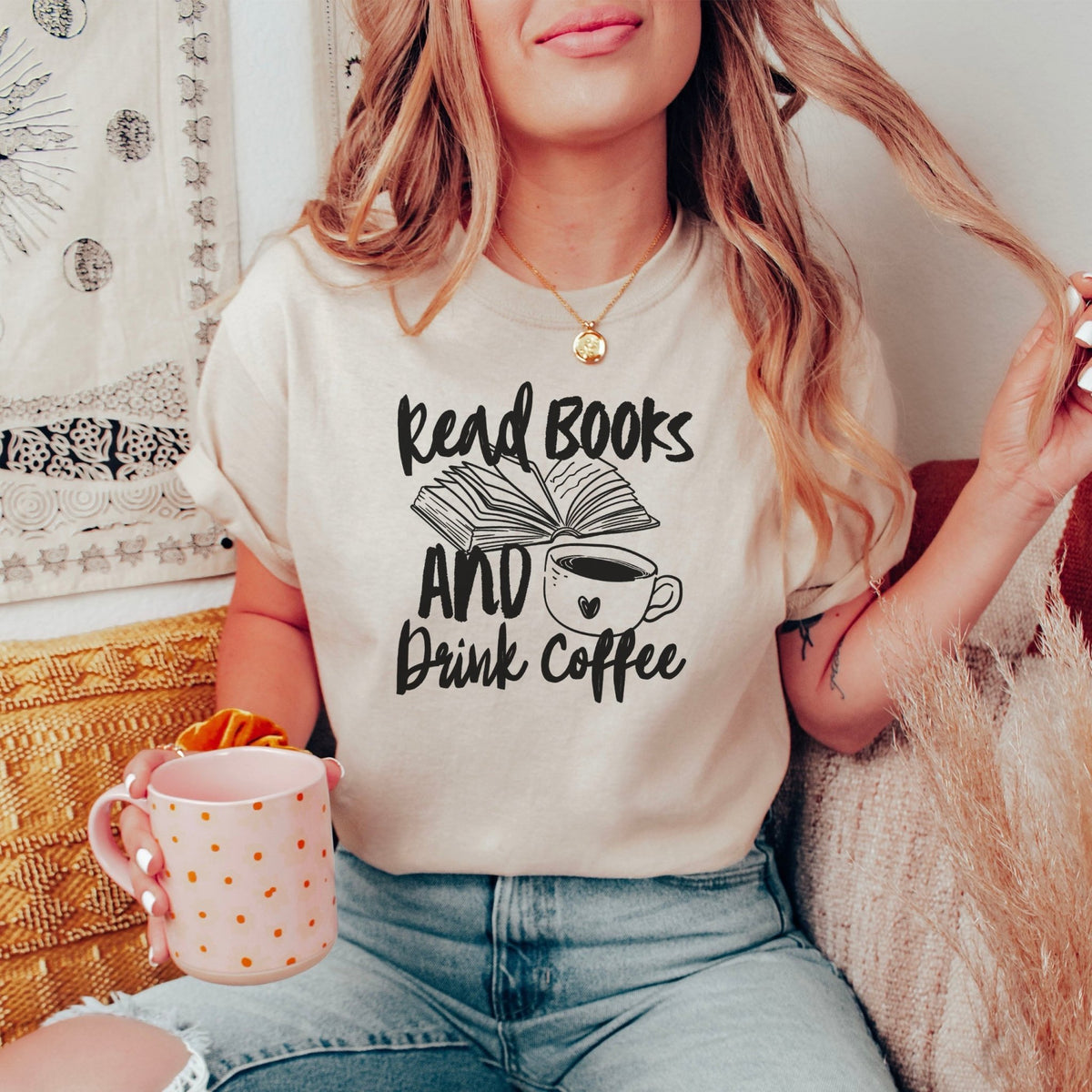 Read Books And Drink Coffee Gildan Softstyle Shirt - Starry Skies Austin