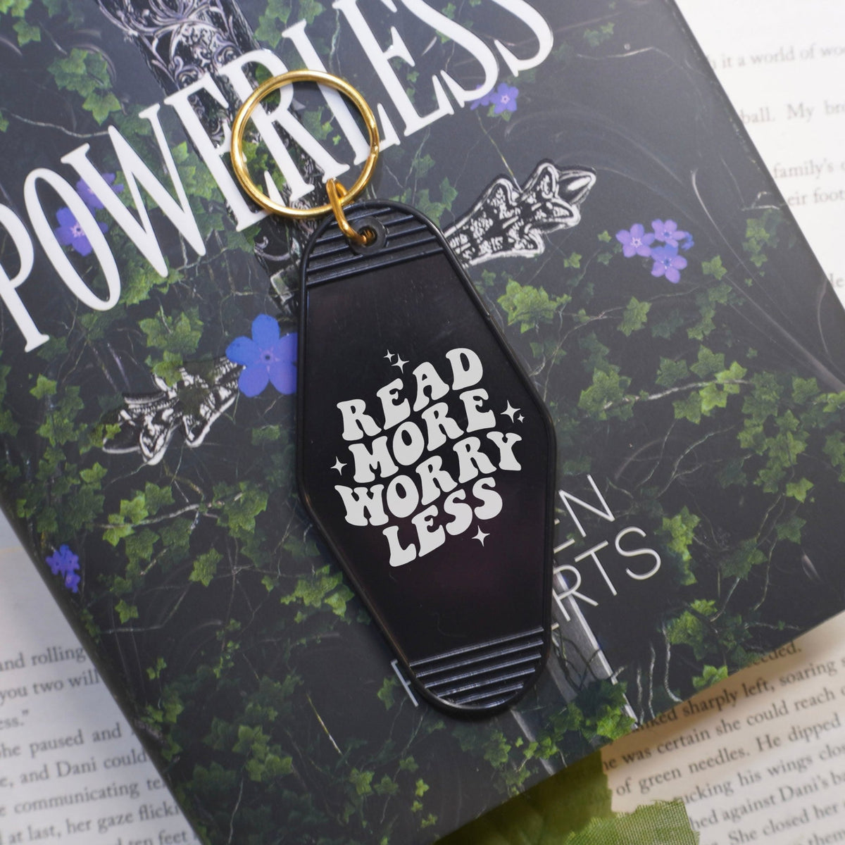 Read More Worry Less Bookish Motel Keychain | A Stylish and Fun Accessory for Readers - Starry Skies Austin