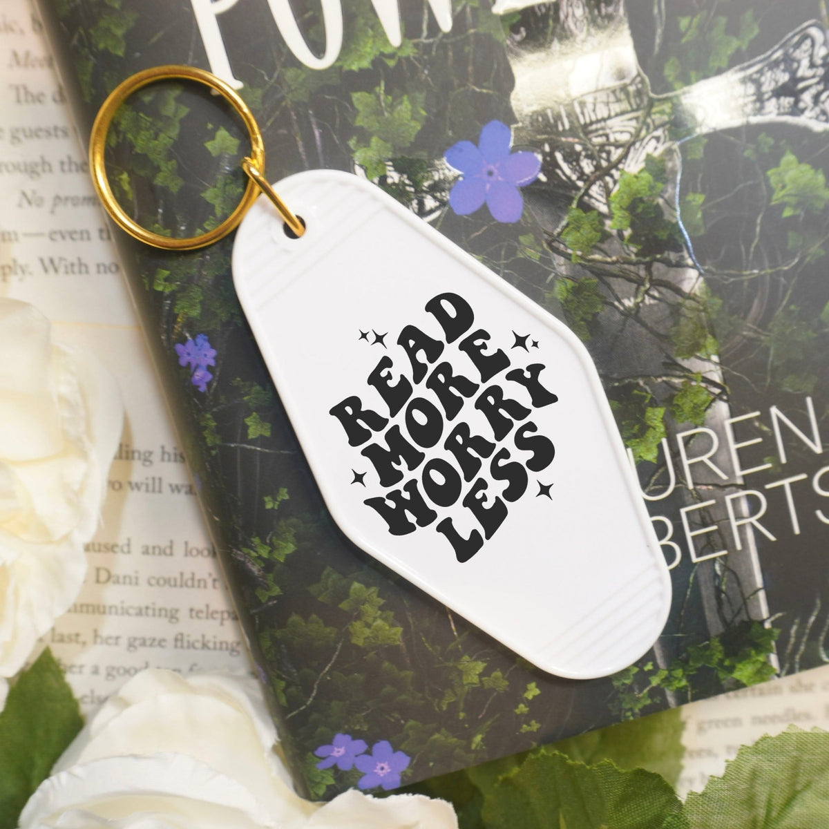 Read More Worry Less Bookish Motel Keychain | A Stylish and Fun Accessory for Readers - Starry Skies Austin