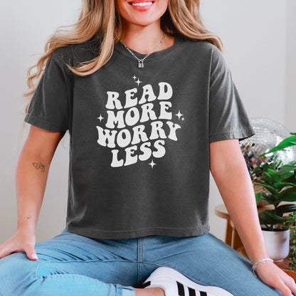 Read More Worry Less Comfort Colors Boxy Cropped Shirt - Starry Skies Austin