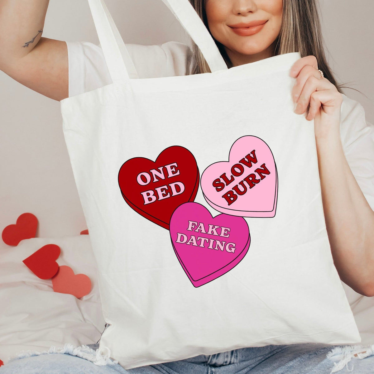 Reader Candy Hearts Canvas Tote Bag - Starry Skies Austin