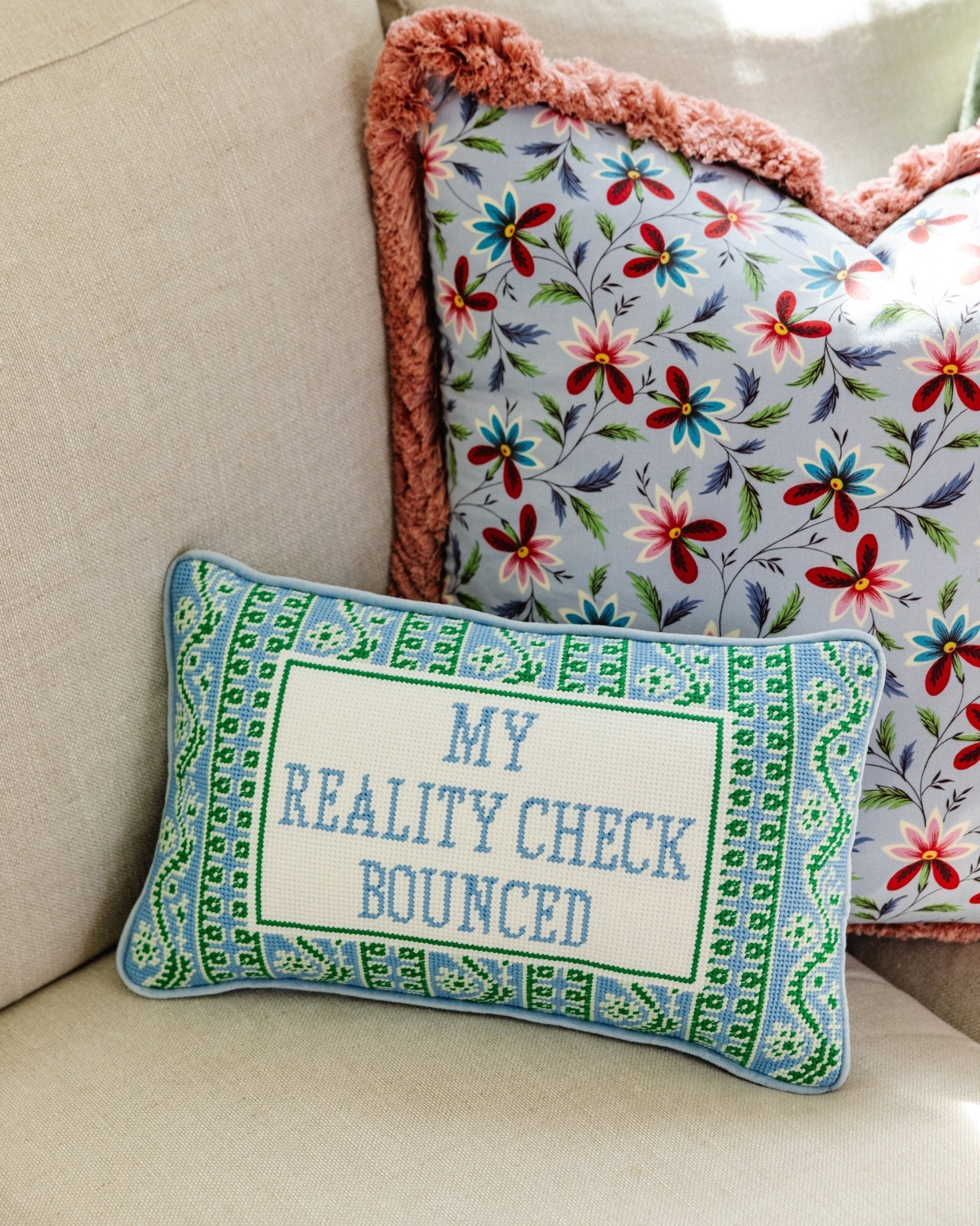 Reality Check Needlepoint Pillow - Starry Skies Austin