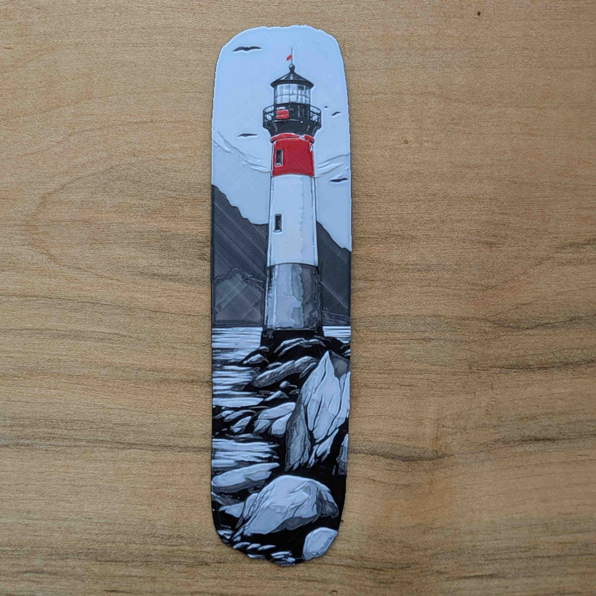 Red Lighthouse Coastal Bookmark Art Reading Gift - Starry Skies Austin