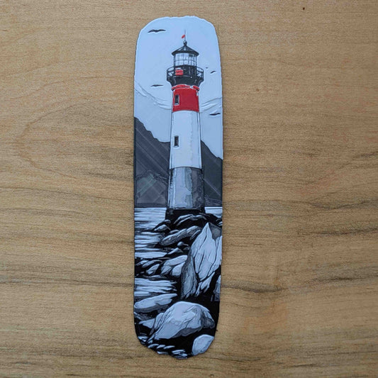 Red Lighthouse Coastal Bookmark Art Reading Gift - Starry Skies Austin