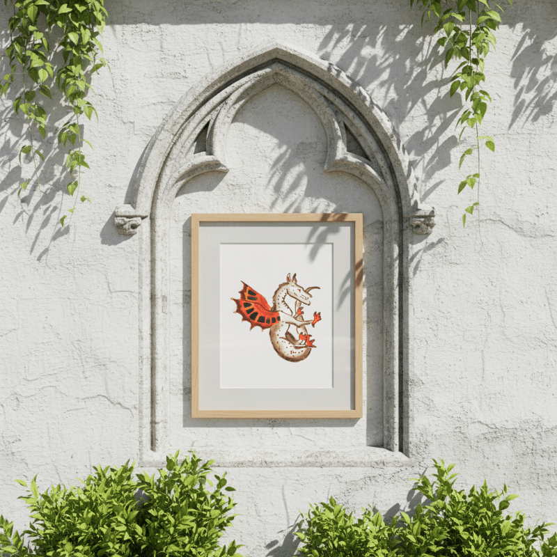 Red Wing Marginalia Dragon Fine Art Print - Starry Skies Austin