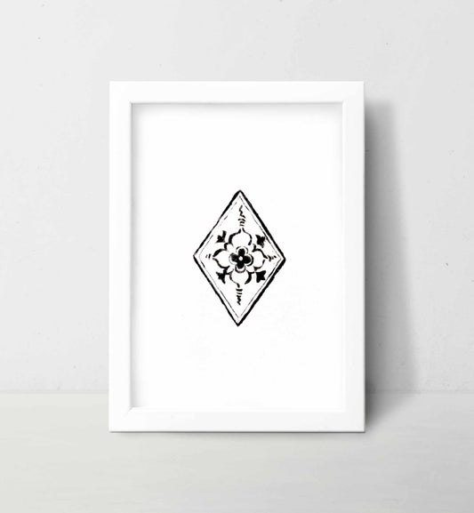 Regal Bloom Medieval Tile Art - Gothic Cathedral Inspired Print - Starry Skies Austin
