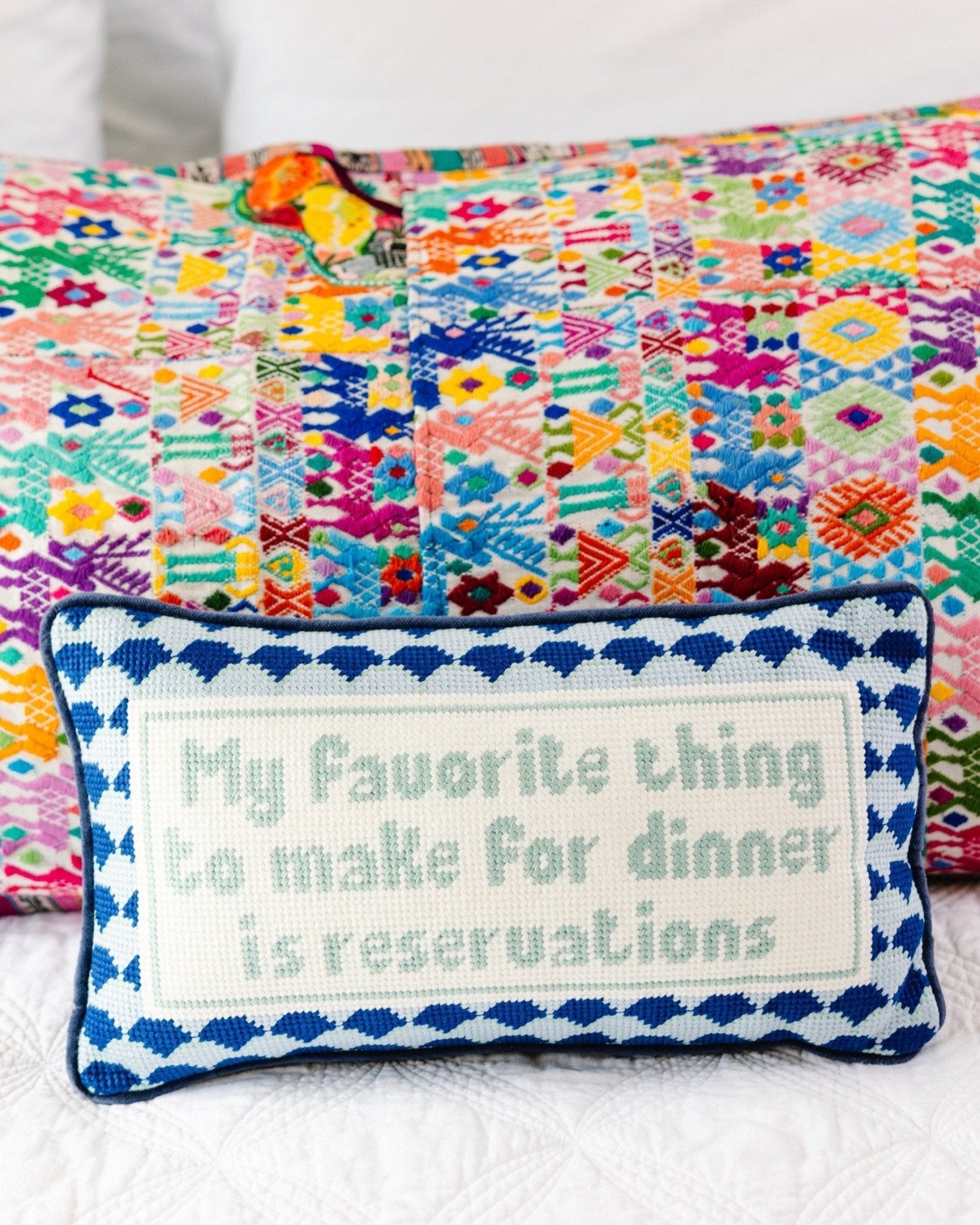 Reservations Needlepoint Pillow - Starry Skies Austin
