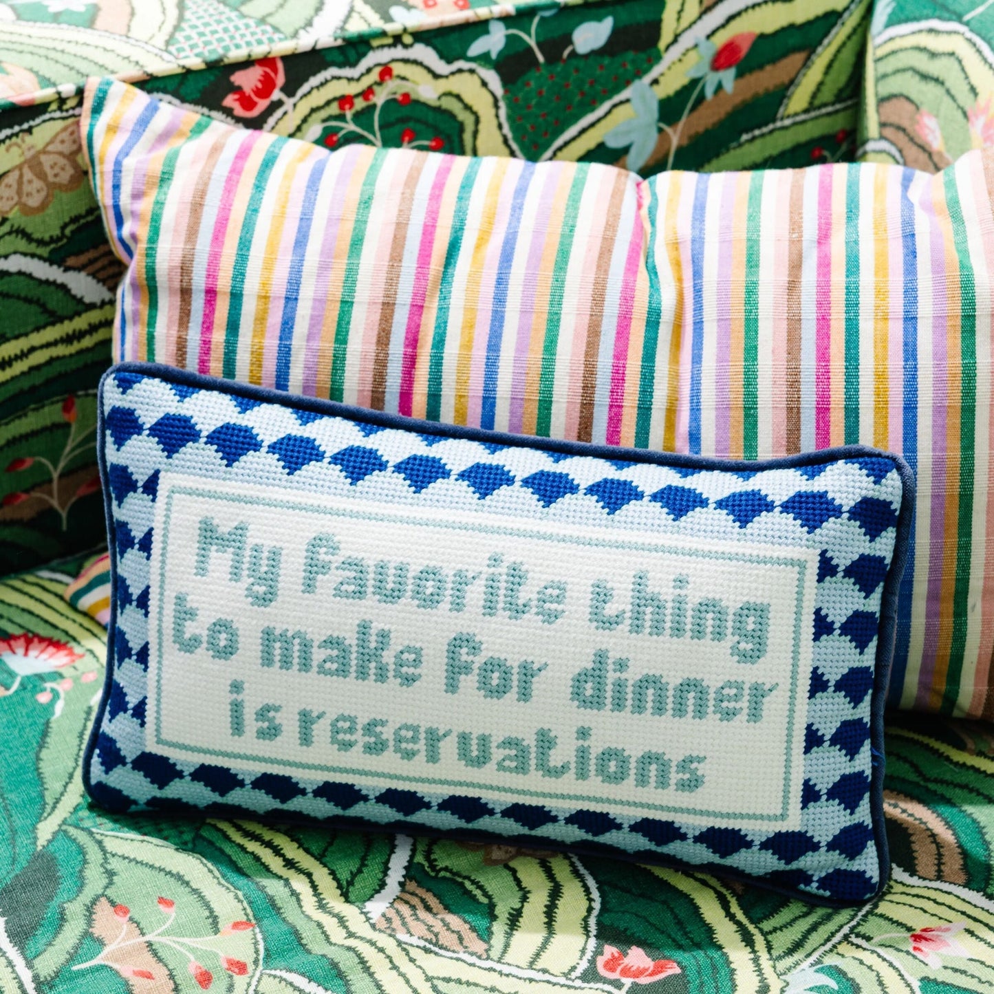 Reservations Needlepoint Pillow - Starry Skies Austin