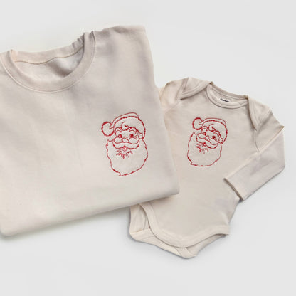 Retro Santa Embroidered Christmas Sweatshirts - Starry Skies Austin