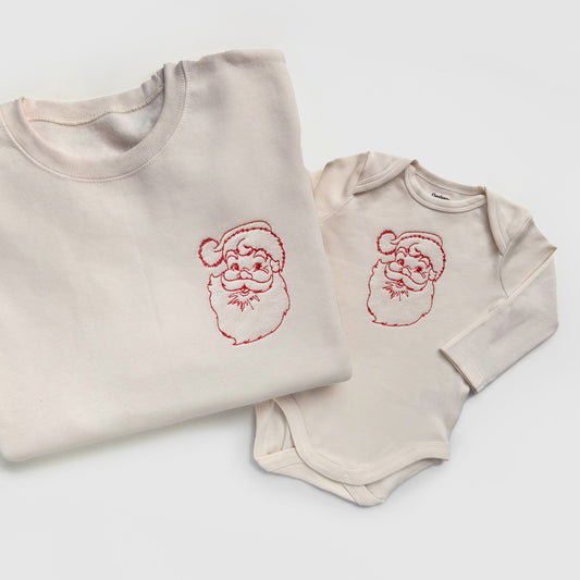 Retro Santa Embroidered Christmas Sweatshirts - Starry Skies Austin