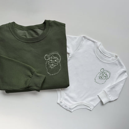 Retro Santa Embroidered Christmas Sweatshirts - Starry Skies Austin