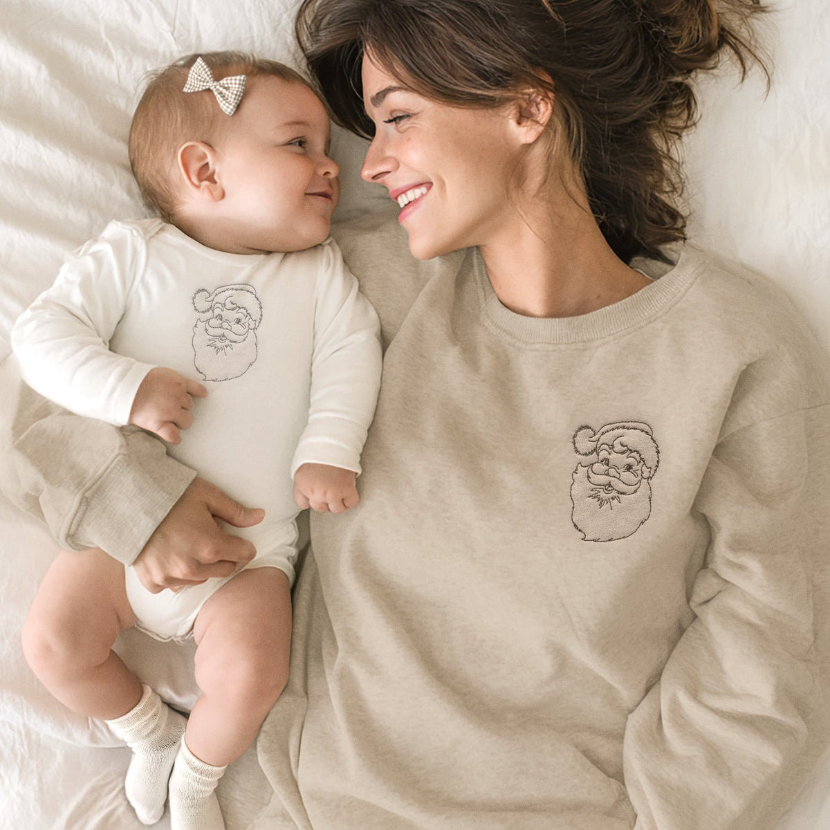 Retro Santa Embroidered Christmas Sweatshirts - Starry Skies Austin