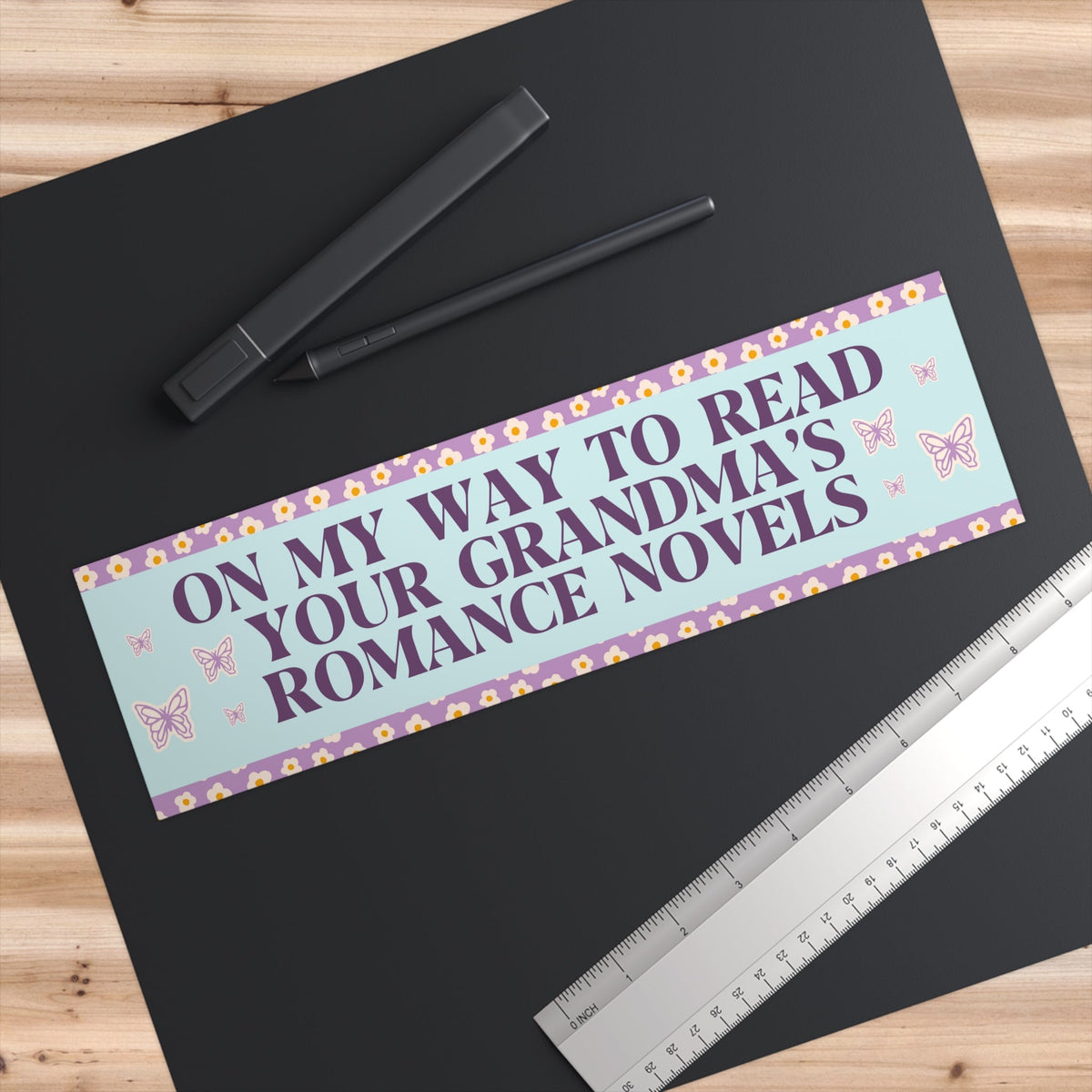 Romance Reader Bumper Sticker: On My Way to Read Your Grandma's Romance Novels - Starry Skies Austin