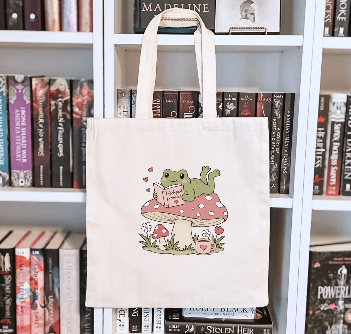 Romance Reading Frog Sublimated Canvas Tote Bag - Starry Skies Austin