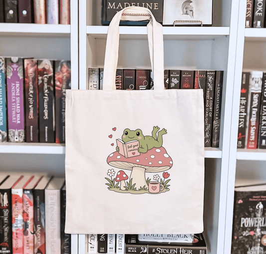 Romance Reading Frog Sublimated Canvas Tote Bag - Starry Skies Austin