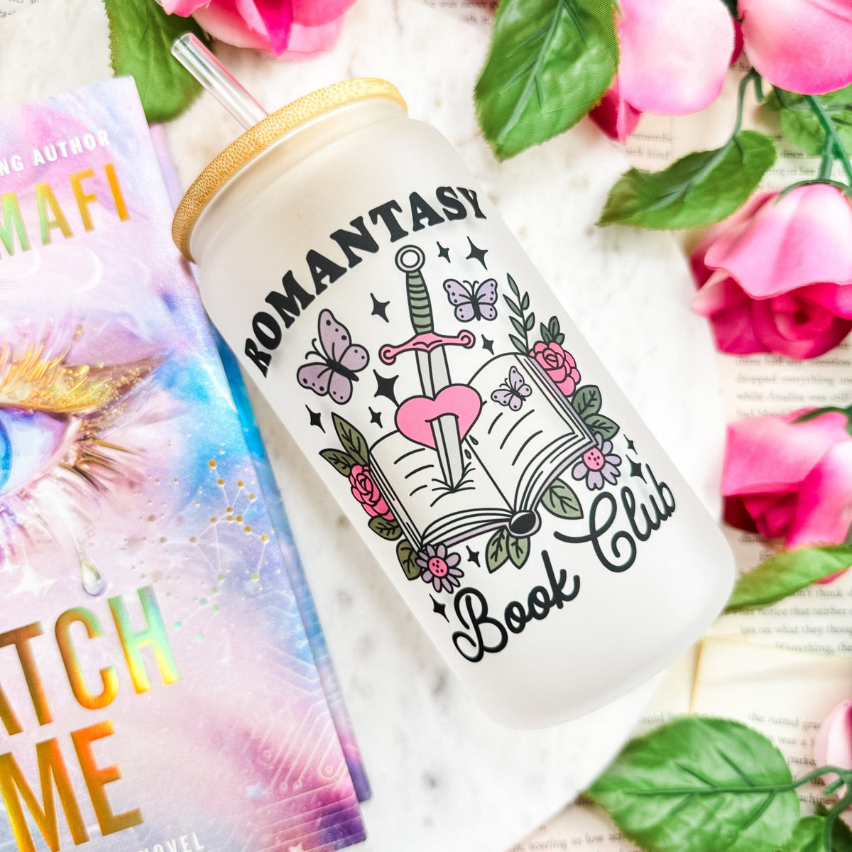 Romantasy Book Club Frosted Glass Cup - Starry Skies Austin