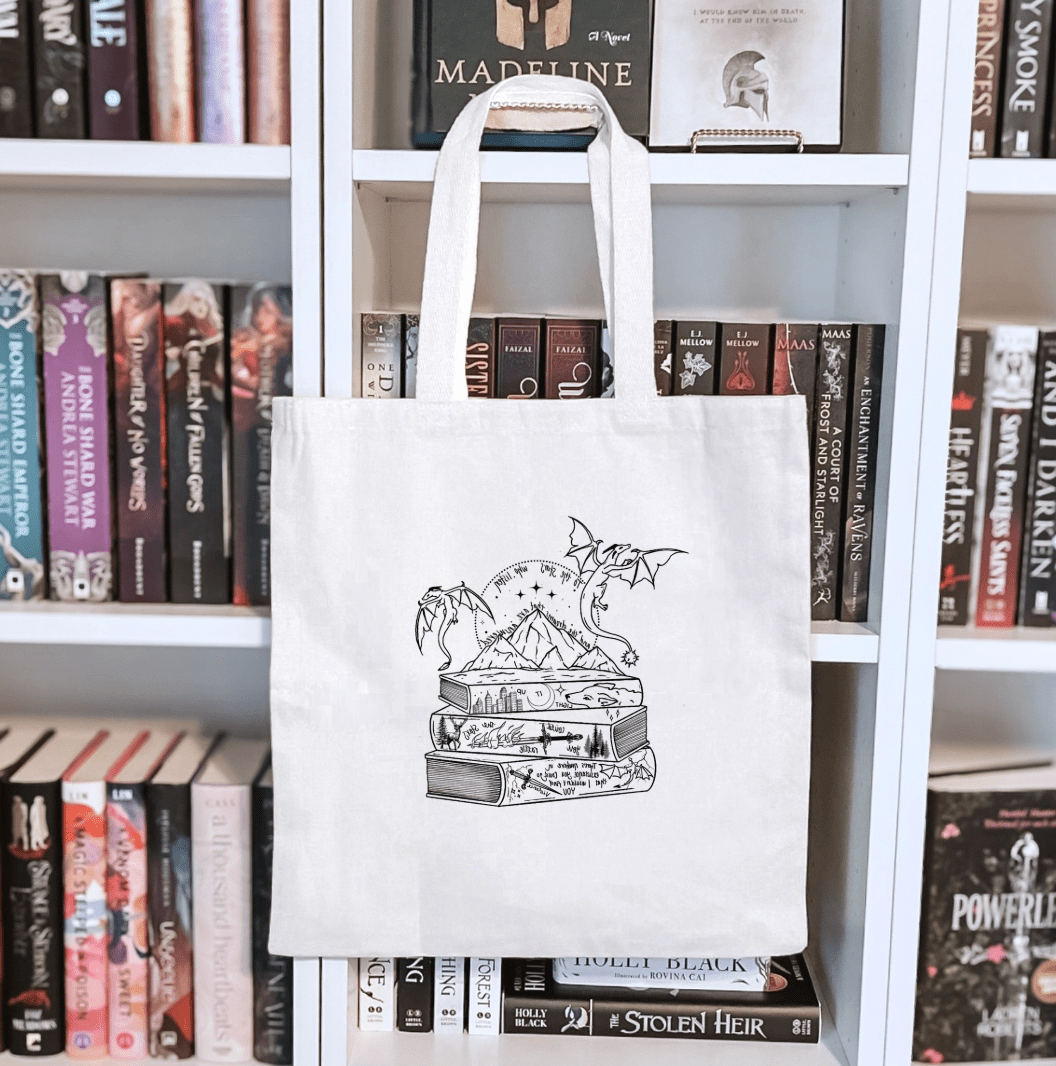 Romantasy Books and Dragons Sublimated Canvas Tote Bag - Starry Skies Austin