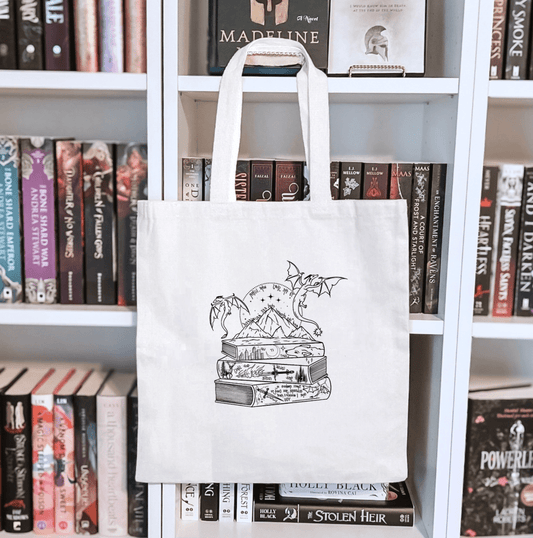 Romantasy Books and Dragons Sublimated Canvas Tote Bag - Starry Skies Austin