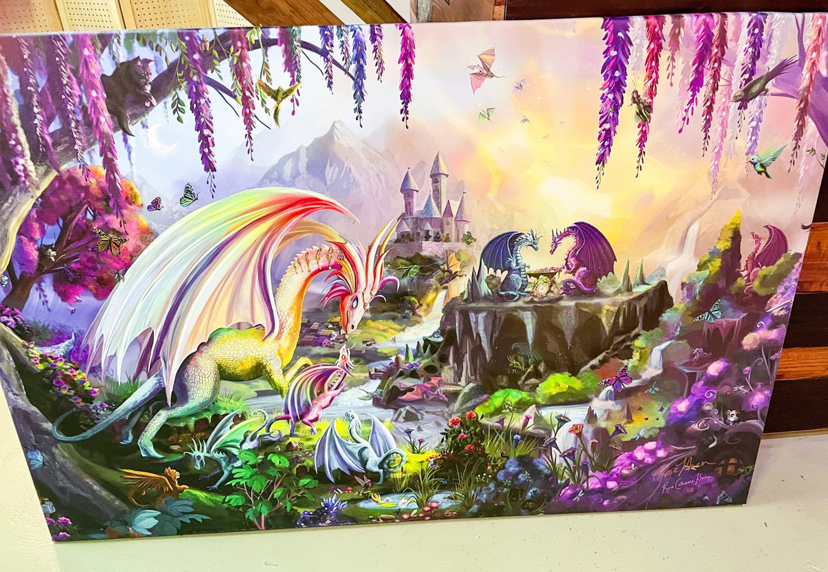 Rose Khan: Dragon Valley Large Canvas Print (30x48 in) - SIGNED by Artist - Starry Skies Austin
