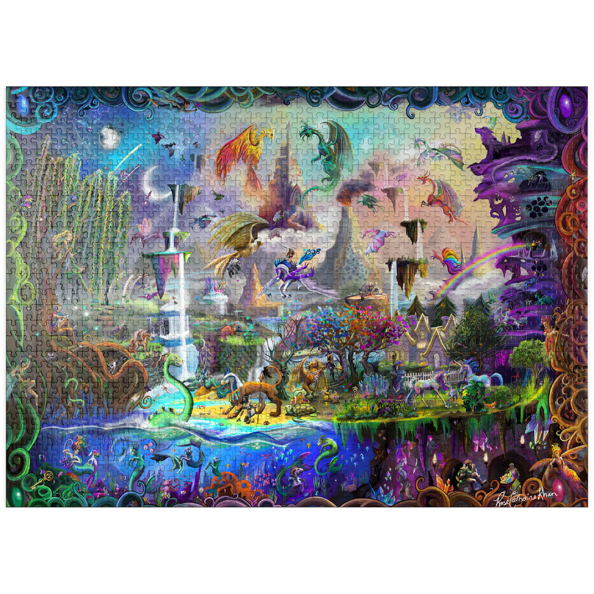 Rose Khan : Magical Mythology 1000 Piece Puzzle (Signed By Artist) - Starry Skies Austin