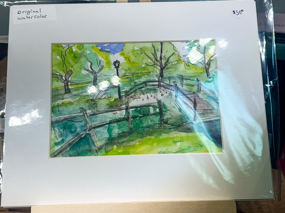 Rose Khan: Original Sketch "Bridge Watercolors" - SIGNED by Artist - Starry Skies Austin