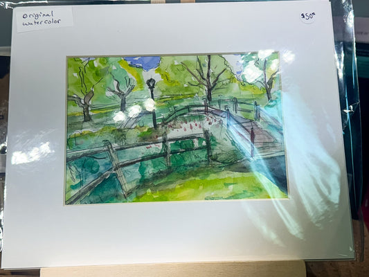 Rose Khan: Original Sketch "Bridge Watercolors" - SIGNED by Artist - Starry Skies Austin
