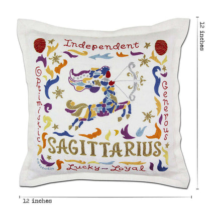 Sagittarius Astrology Hand-Embroidered Pillow by Cat Studio - Starry Skies Austin