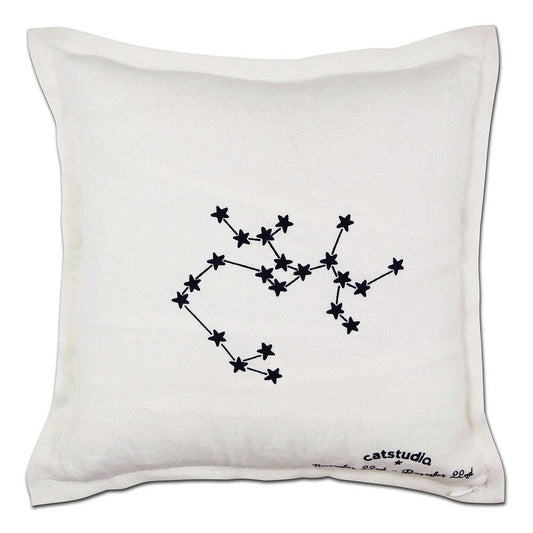 Sagittarius Astrology Hand-Embroidered Pillow by Cat Studio - Starry Skies Austin