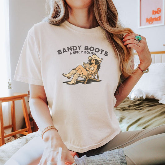 Sandy Boots & Spicy Books Heavyweight Comfort Colors Boxy Cropped Tee - Starry Skies Austin