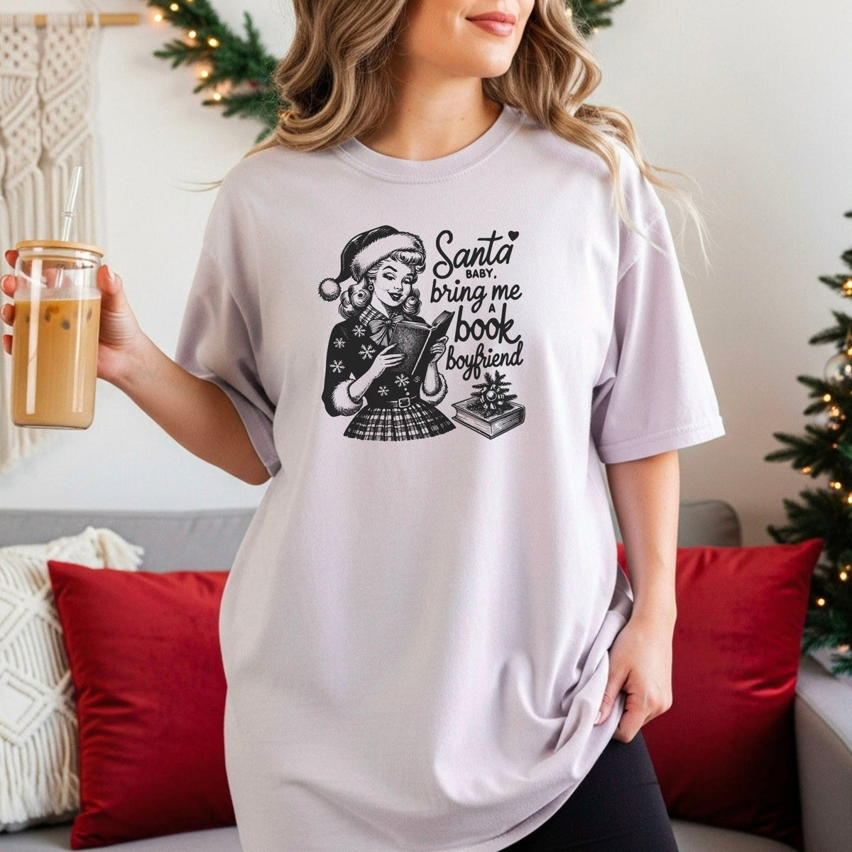 Santa Baby Bring Me A Book Boyfriend Heavyweight Comfort Colors Shirt - Starry Skies Austin