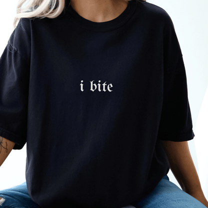 Sarcastic I Bite Embroidered Tee - Starry Skies Austin