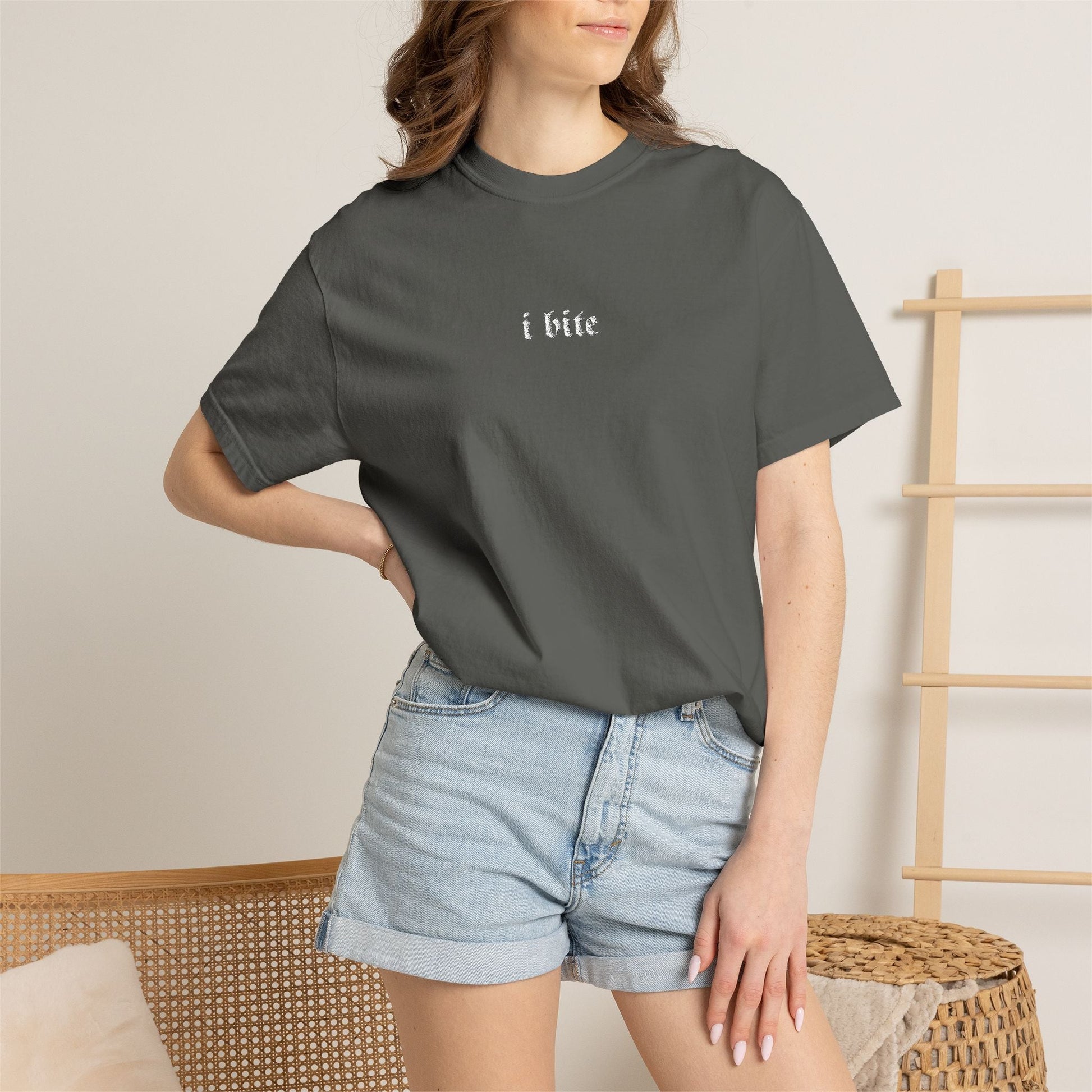Sarcastic I Bite Embroidered Tee - Starry Skies Austin