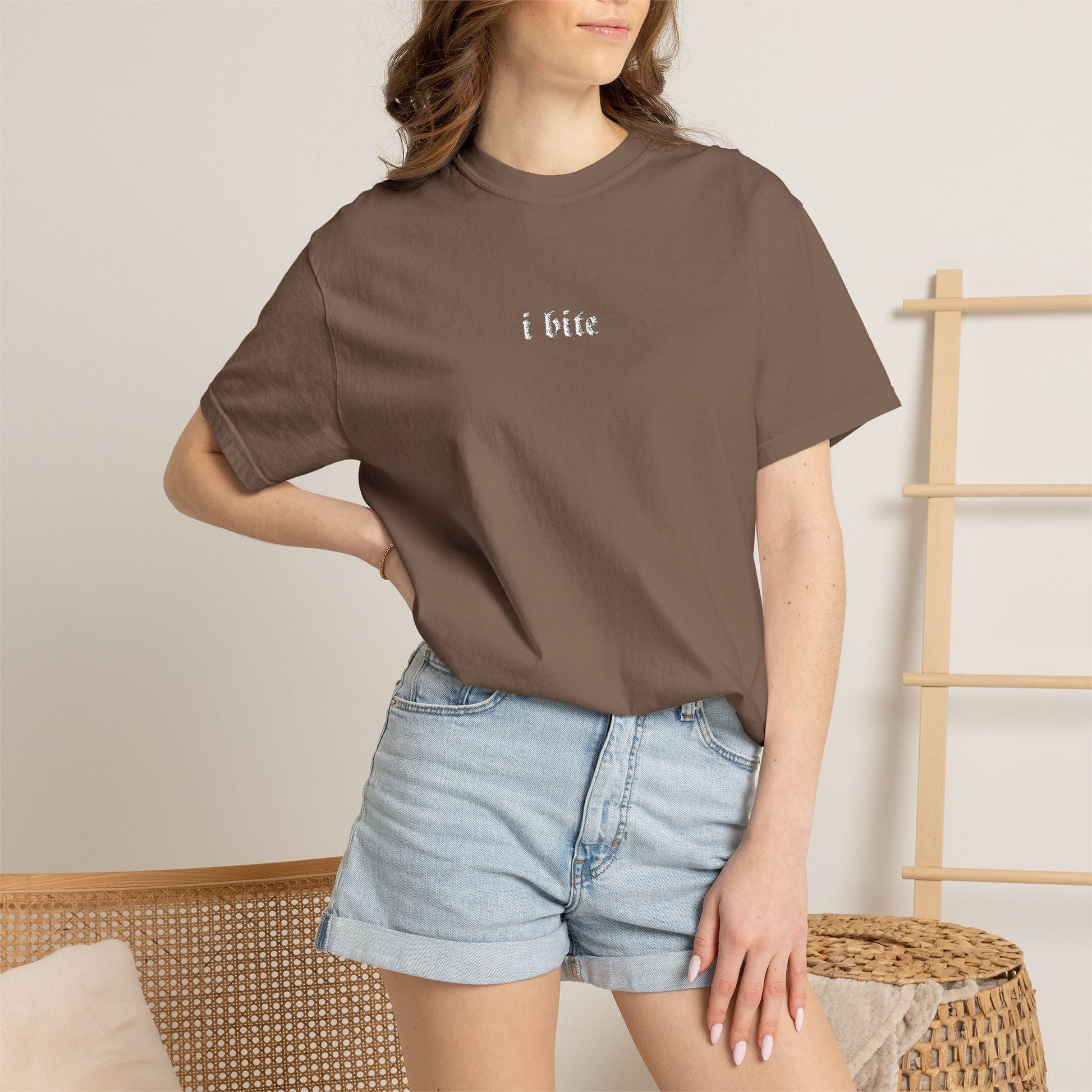 Sarcastic I Bite Embroidered Tee - Starry Skies Austin