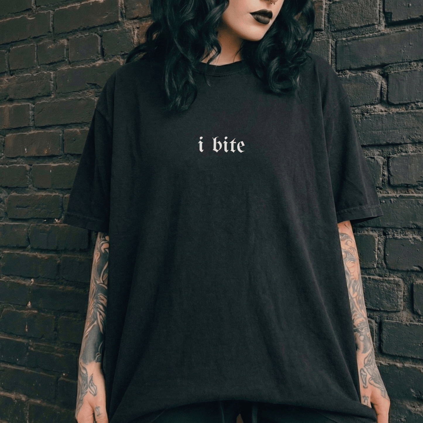 Sarcastic I Bite Embroidered Tee - Starry Skies Austin