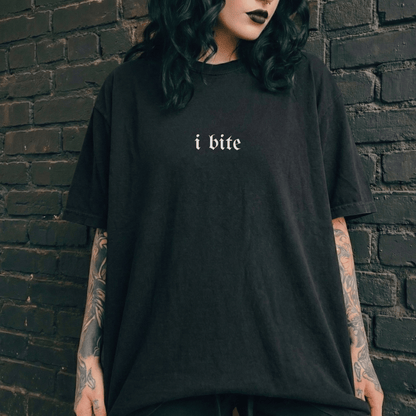 Sarcastic I Bite Embroidered Tee - Starry Skies Austin