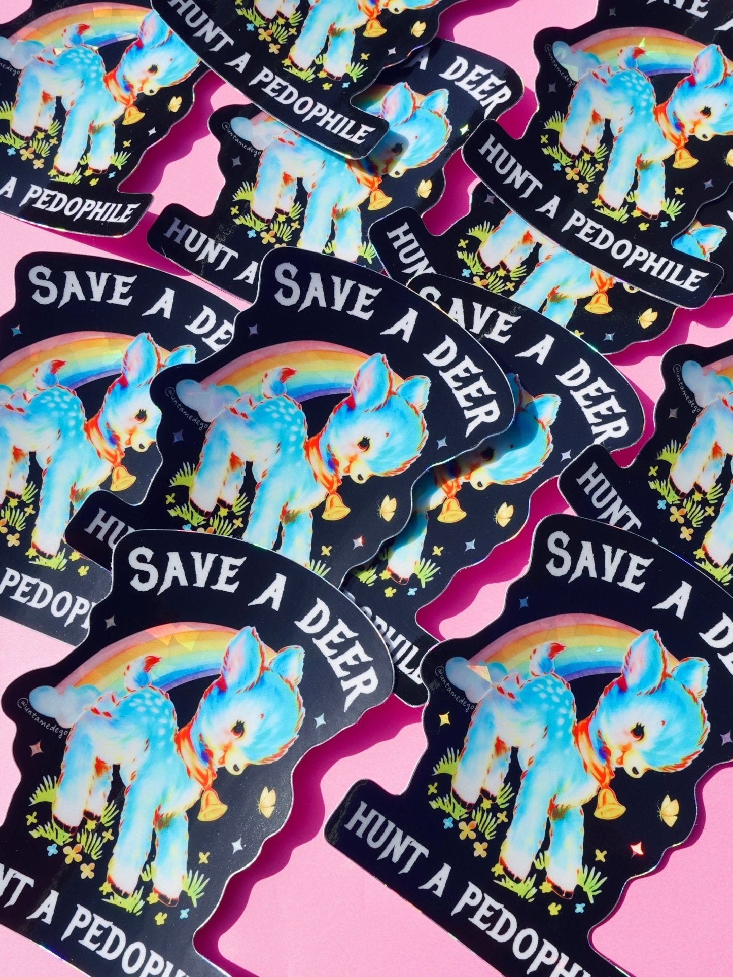 Save a Deer Hunt A Pedophile Sticker - Starry Skies Austin