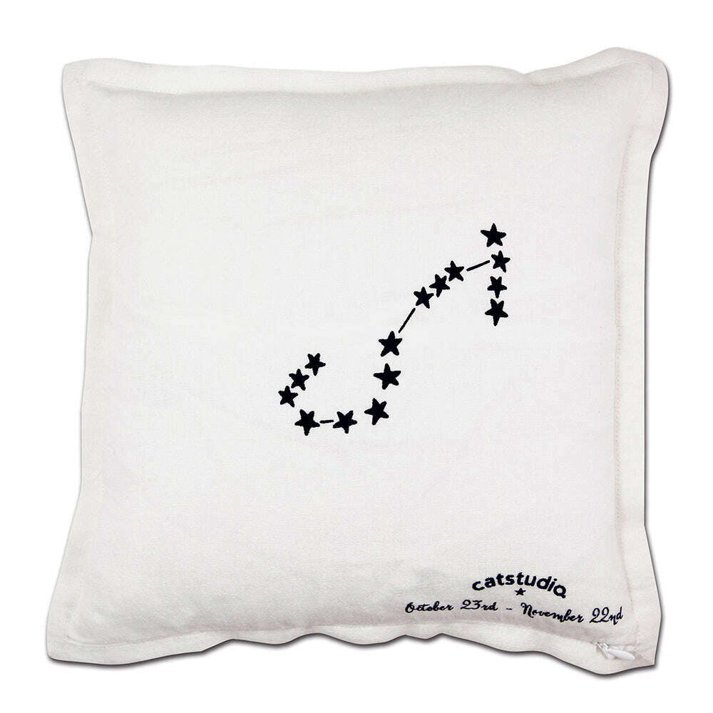Scorpio Astrology Hand-Embroidered Pillow by Cat Studio - Starry Skies Austin