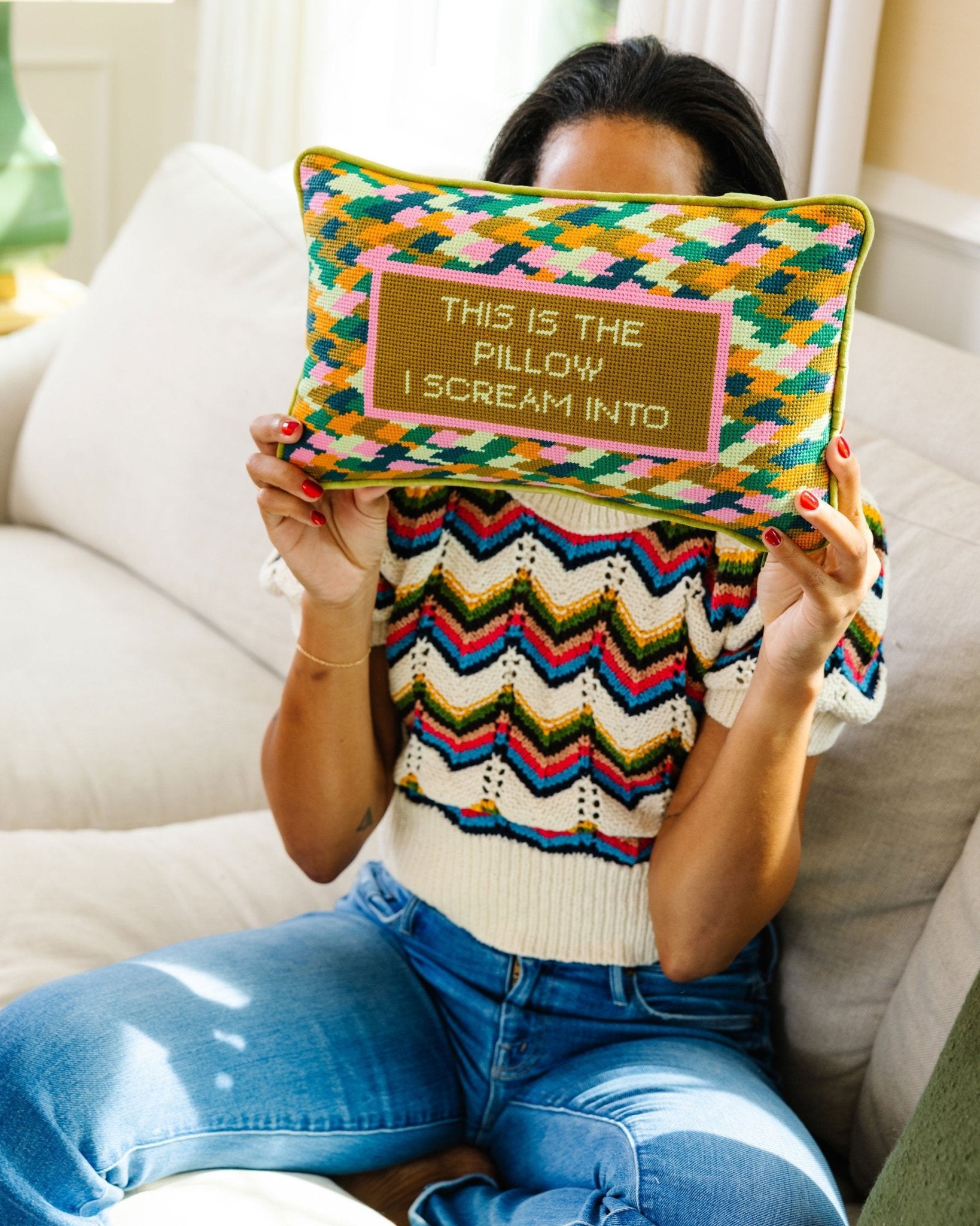 Scream Needlepoint Pillow - Starry Skies Austin
