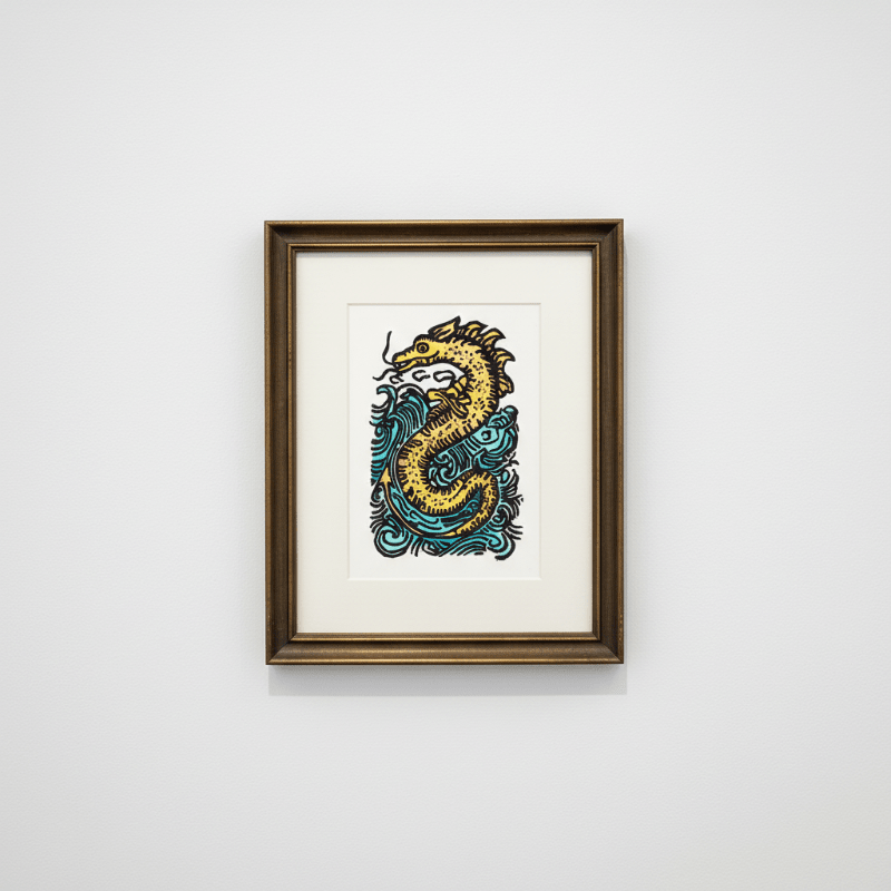 Sea Serpent Folklore Art Print | Fine Art Reproduction - Starry Skies Austin