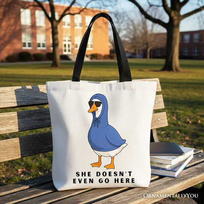 She Doesn’t Even Go Here Silly Goose Canvas Tote Bag, Mean Girls Funny Meme Gift Shopper - Starry Skies Austin