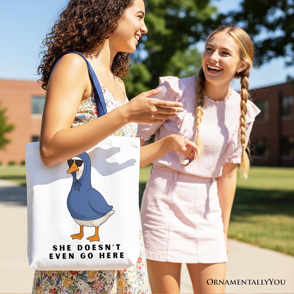 She Doesn’t Even Go Here Silly Goose Canvas Tote Bag, Mean Girls Funny Meme Gift Shopper - Starry Skies Austin