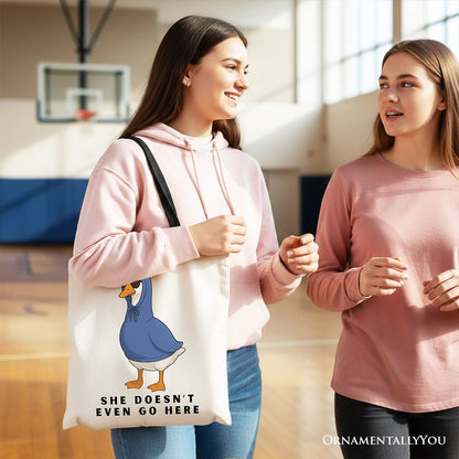 She Doesn’t Even Go Here Silly Goose Canvas Tote Bag, Mean Girls Funny Meme Gift Shopper - Starry Skies Austin